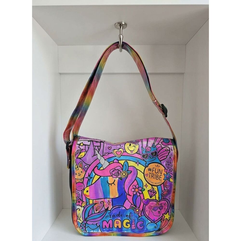 Y2K Retro Lisa Frank Style Iridescent Rainbow Unicorn Girls Bag